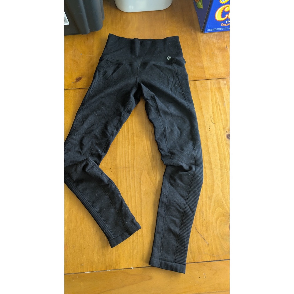 Avocado Black High Waisted Seamless Ribbed Leggings AK1486 Womens Size S/M